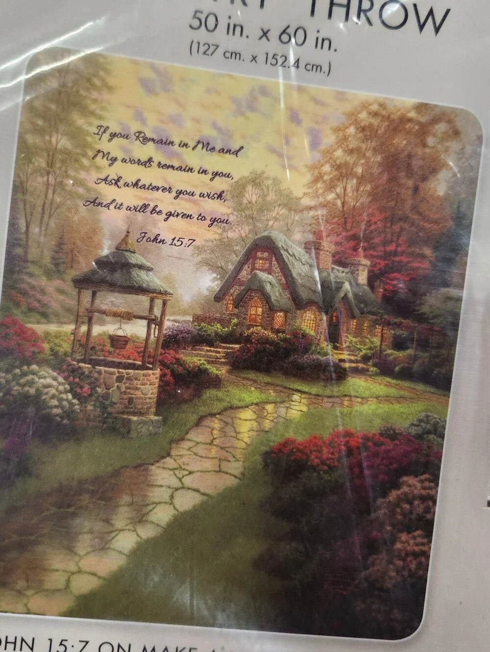 Virah Bella Inspirational Tapestry Throw Make a Wish Cottage Thomas Kinkade New